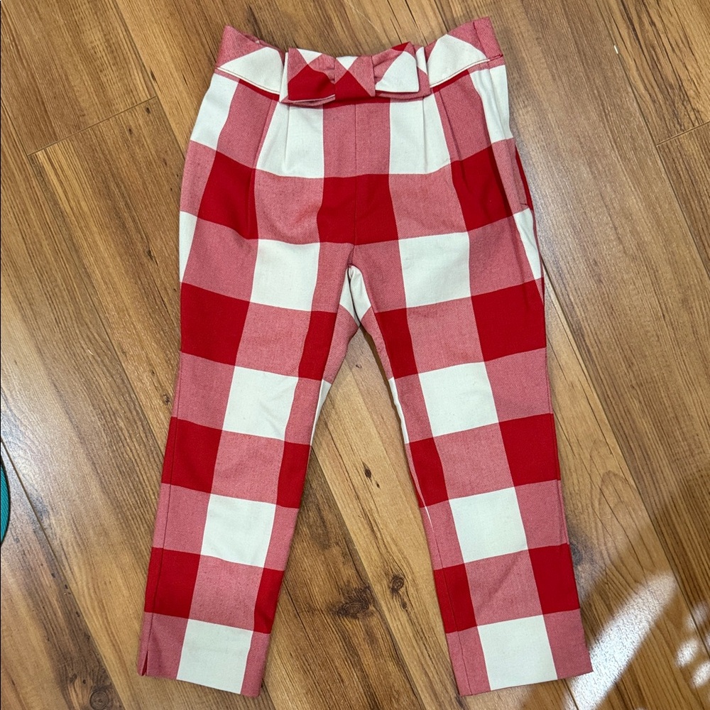 Janie and Jack Red and White Plaid Kids Pants